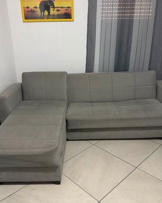Divano letto angolare moderno grigio
