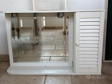 Pensile Bagno anni ‘80 bianco con Specchio e anta