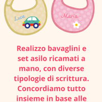 Bavaglini e/o set Asilo ricamati a mano