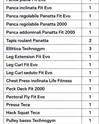 Attrezzati fitness panatta e tecknogym
