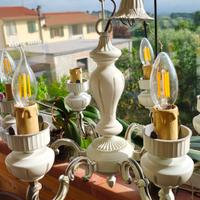 Lampadario a 6 braccia finitura shabby chic