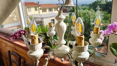 Lampadario a 6 braccia finitura shabby chic