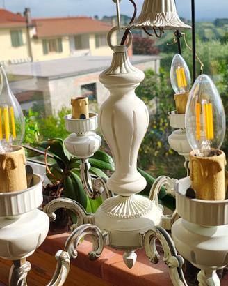 Lampadario a 6 braccia finitura shabby chic