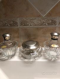 Completo in cristallo e argento da toilette