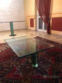 Tavolino in cristallo con colonna