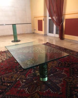 Tavolino in cristallo con colonna