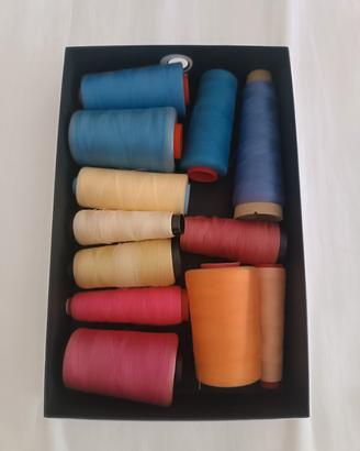 lotto 12 coni filo da cucire cotone vintage