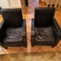 Coppia poltroncine in ecopelle marrone scuro