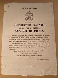 Avviso di Fiera 1852 castel S. Pietro Bologna