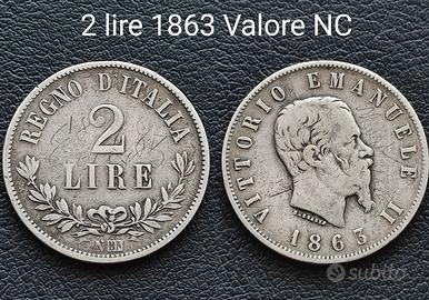 2 lire Valore 1863 N NC 38€