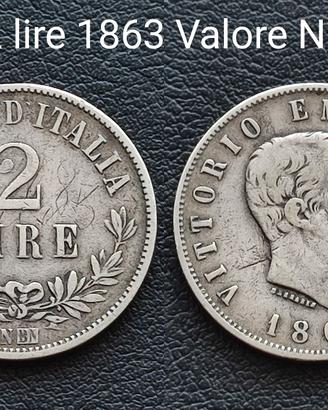 2 lire Valore 1863 N NC 38€