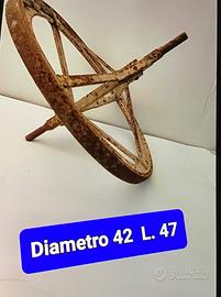 Ruota antica in ferro x carriola