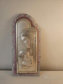 Elegante Icona Religiosa Madonna con Bambino