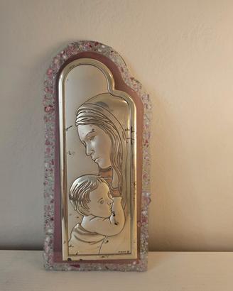 Elegante Icona Religiosa Madonna con Bambino