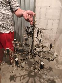 Lampadario stile anticato con cristalli 