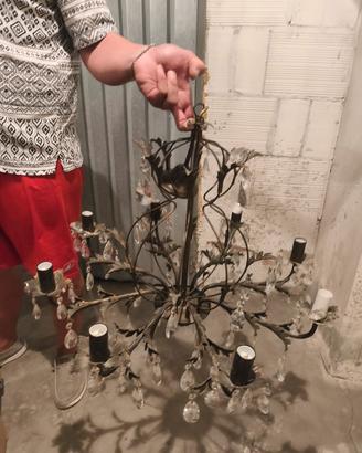 Lampadario stile anticato con cristalli 