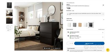 Cassettiera IKEA MALM – 4 cassetti - Nera