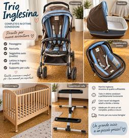 Trio Inglesina completo + lettino in legno