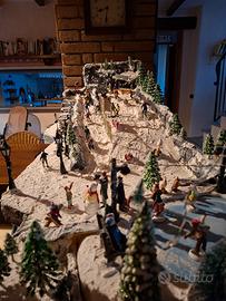 diorama lemax pista da sci  e pattinaggio mobile