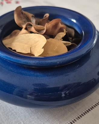 Portafiori / Bruciaessenze vintage in ceramica blu