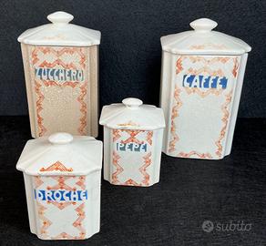 4 barattoli anni 40/50 ceramica Lombarda Milano