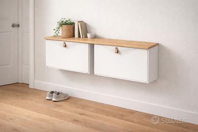 scarpiera da muro con mensola in legno elegante