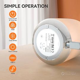 Luce Notturna Lampada da Comodino Senza Fili, Cont