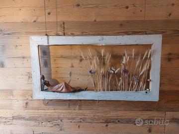 Quadro botanico con cornice in legno
