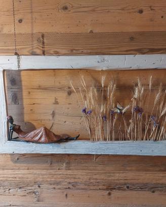 Quadro botanico con cornice in legno