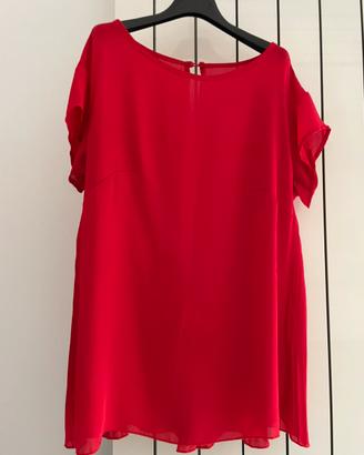 Maglia donna rossa taglia unica plissettata dietro
