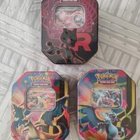 3 Tin Pokemon MEGA CHARIZARD X - Y e Mewtwo EX