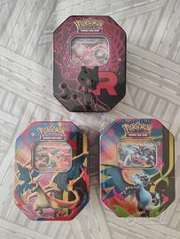 3 Tin Pokemon MEGA CHARIZARD X - Y e Mewtwo EX