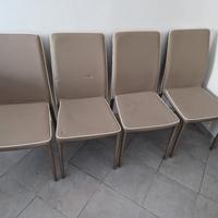 sedia 4 sedie ecopelle beidge bianco 