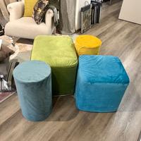 4 pouff in velluto Blooming da interni