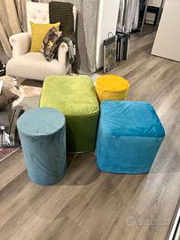 4 pouff in velluto Blooming da interni