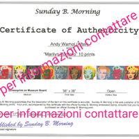 Certificato di autenticità Marilyn Monroe SBM