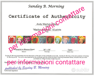 Certificato di autenticità Marilyn Monroe SBM
