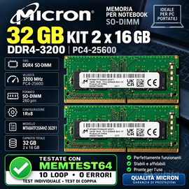  32 GB MICRON DDR4 3200 MHz – 2×16 GB – SO-DIMM