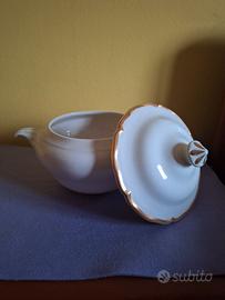 Zuppiera Vintage in Ceramica Bianca e Oro - Este C