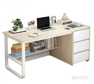 Scrivania legno beige rettangolare L140xLg50xAlt73