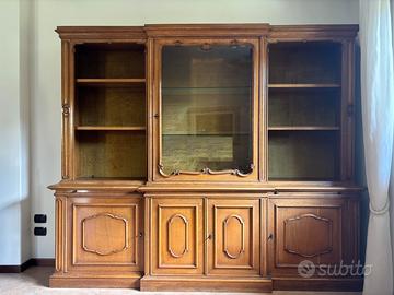 Libreria classica rovere con vetrinetta