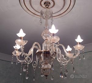 Lampadario soggiorno classico in vetro di Murano