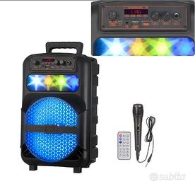 Cassa bluetooth portatile karaoke 1200 watt pmpo 