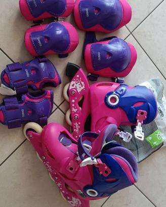 Set completo pattini roller Oxelo Xs 6-10 anni