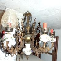 lampadario in ceramica e vetro