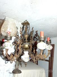 lampadario in ceramica e vetro