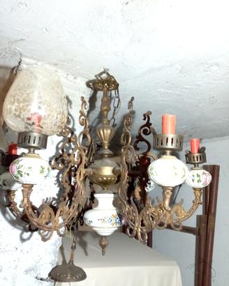 lampadario in ceramica e vetro