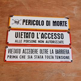 3 Tabelle Smaltate Pericolo Vietato Accesso