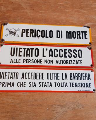 3 Tabelle Smaltate Pericolo Vietato Accesso