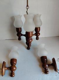 Lampadario e applique legno